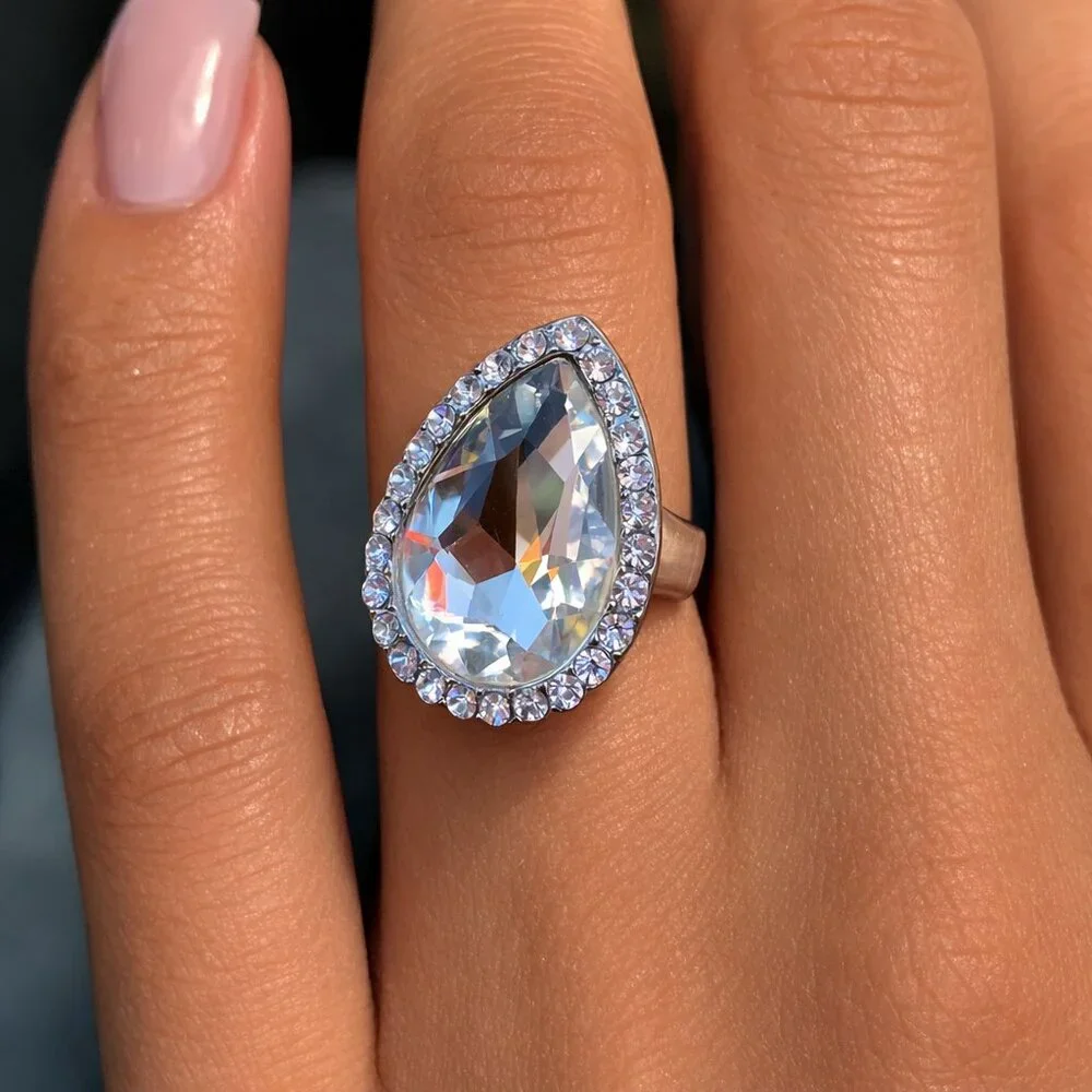 Rhinestone Oval Stretch Jewelry Ring